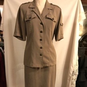 Vintage Doncaster tan colored safari style 2 piece outfit, size 6